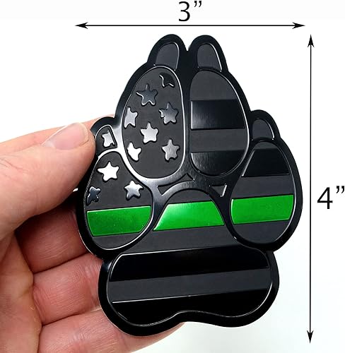 Miniatura 5 de eVerHITCH Emblema de guardabarros de automóvil K9 con bandera de metal estadounidense para automóviles y camiones (3 x 4 pulgadas, negro con línea