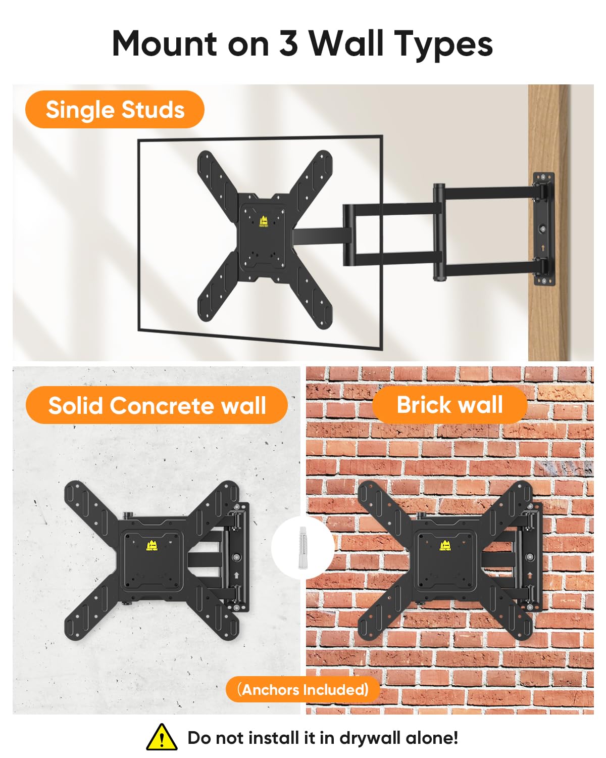 FORGING MOUNT TV Wandhalterung Schwenkbar 90 Grad TV Halterung für 26-65 Zoll Fernseher 820mm Extra Langer Arm Fernseh Halterung Wand Ausziehbar Halter Wall Mount, Hält 35 KG, Max VESA 400x400mm