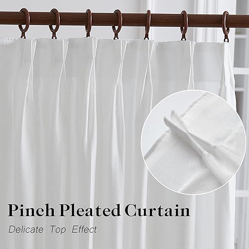 Miniatura 3 de HUTO Cortinas plisadas blancas de 84 pulgadas de largo, 1 panel de lino sintético semitransparente para puerta de patio para sala de estar y