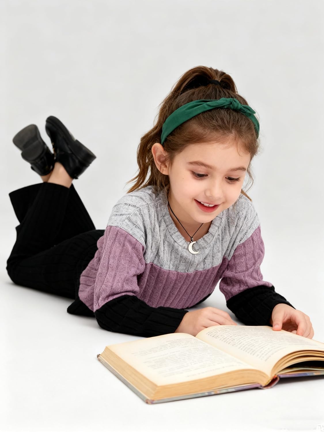 Toddler Girls Clothes Ribbed Color Block Pullover Tops + Flare Pants Set Fall Outfits - Image 5