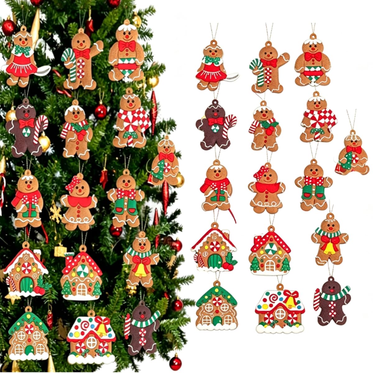 Gingerbread Christmas Ornaments - 16 Pcs -22 Gingerbread Christmas Ornaments - 16 Pcs -22
