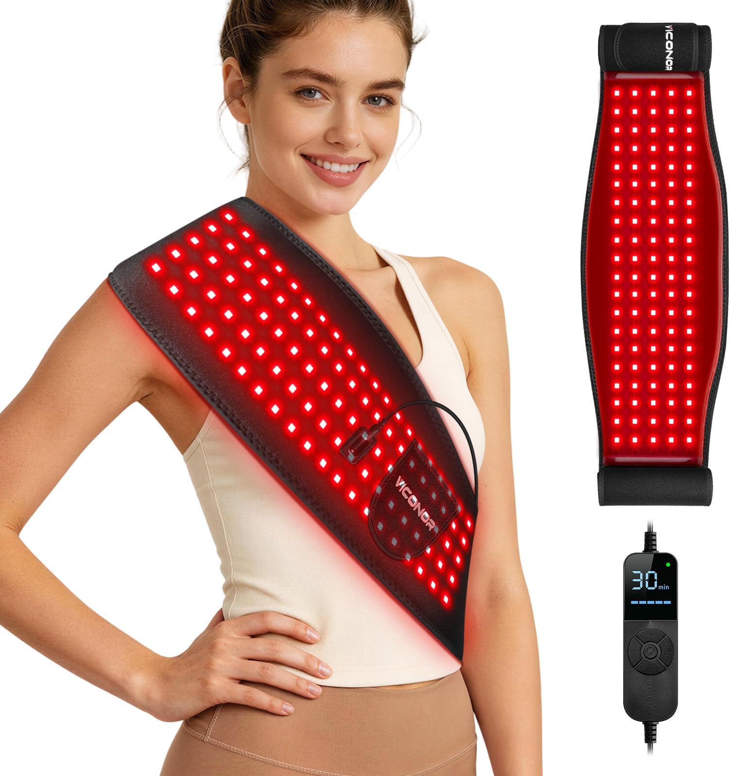 Red Light Therapy Belt for Body Infrared Light Therapy Devices Near Infrared Wrap Pad Timer Remote Control for Back Waist Muscle
