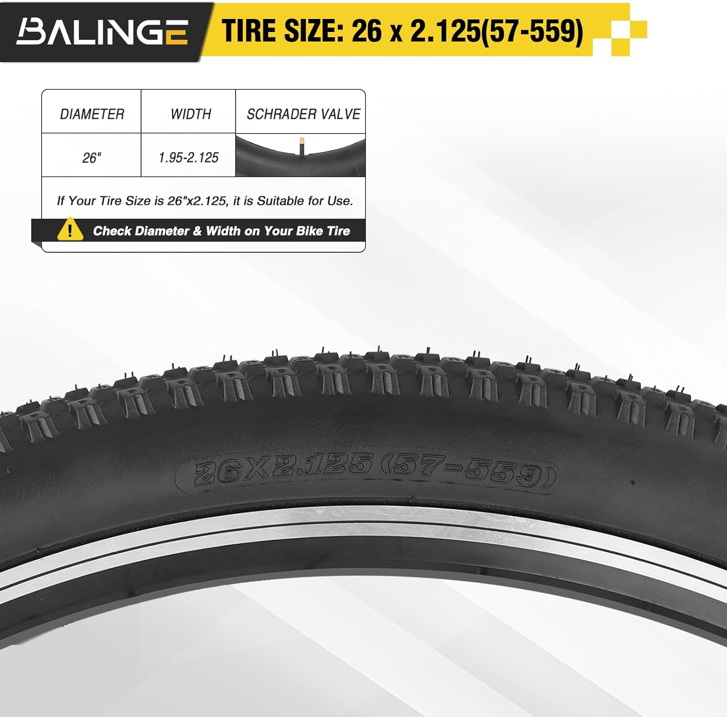 20/24/26/27.5/29x2.125 Mountain Bike Foldable Tires Heavy Duty Anti Slip Tread Compatible with 20/24/26/27.5/29 x 2.0/2.125/2.15/2.10 Compatible for Street & Off-Road Riding