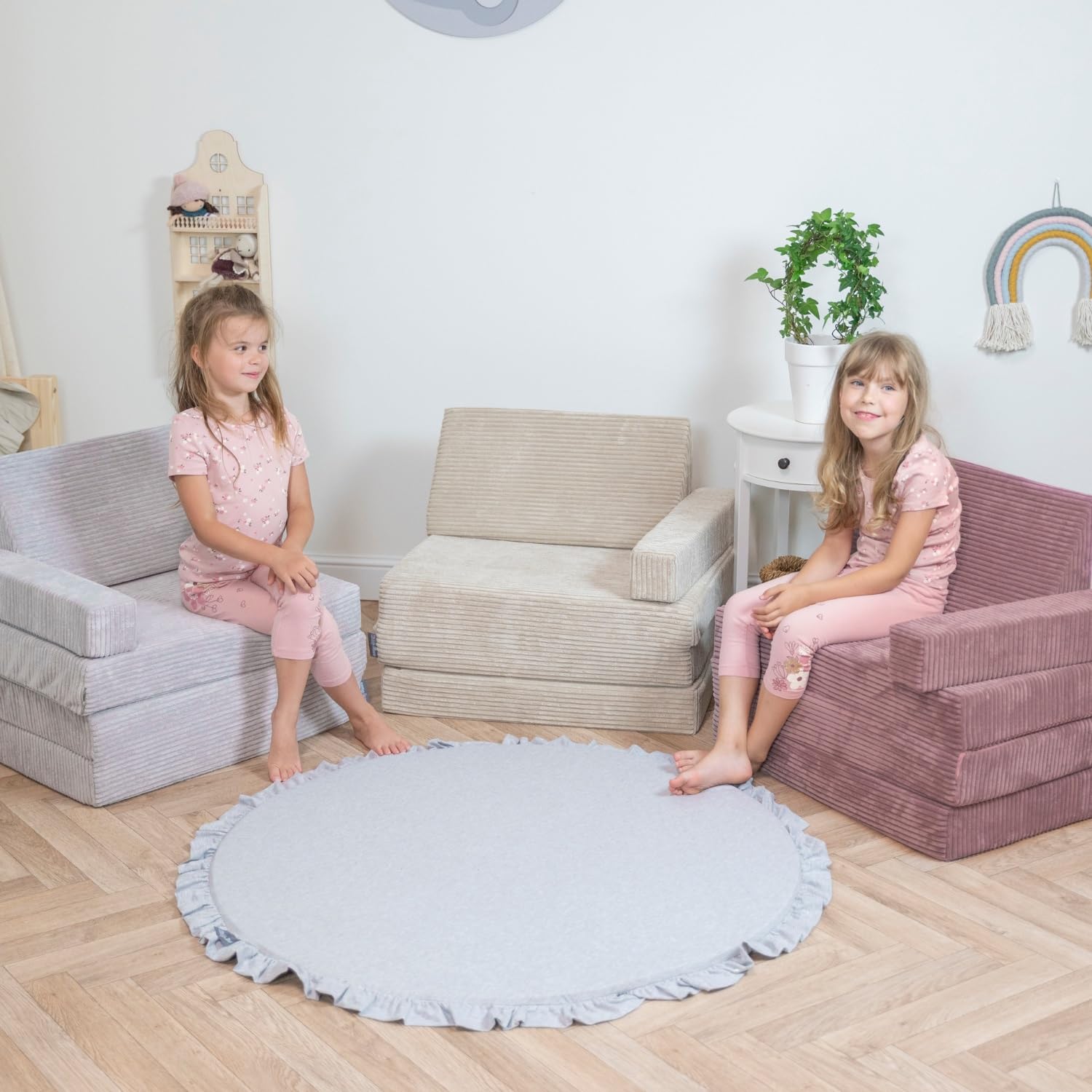 KiddyMoon Kindersessel Aufklappen Aus Schaumstoff Sessel Für Kinder Kinderstuhl Für Kinderzimmer Stuhl Faltmatratze Matratzen Relaxsessel Kuschelsessel, Violett