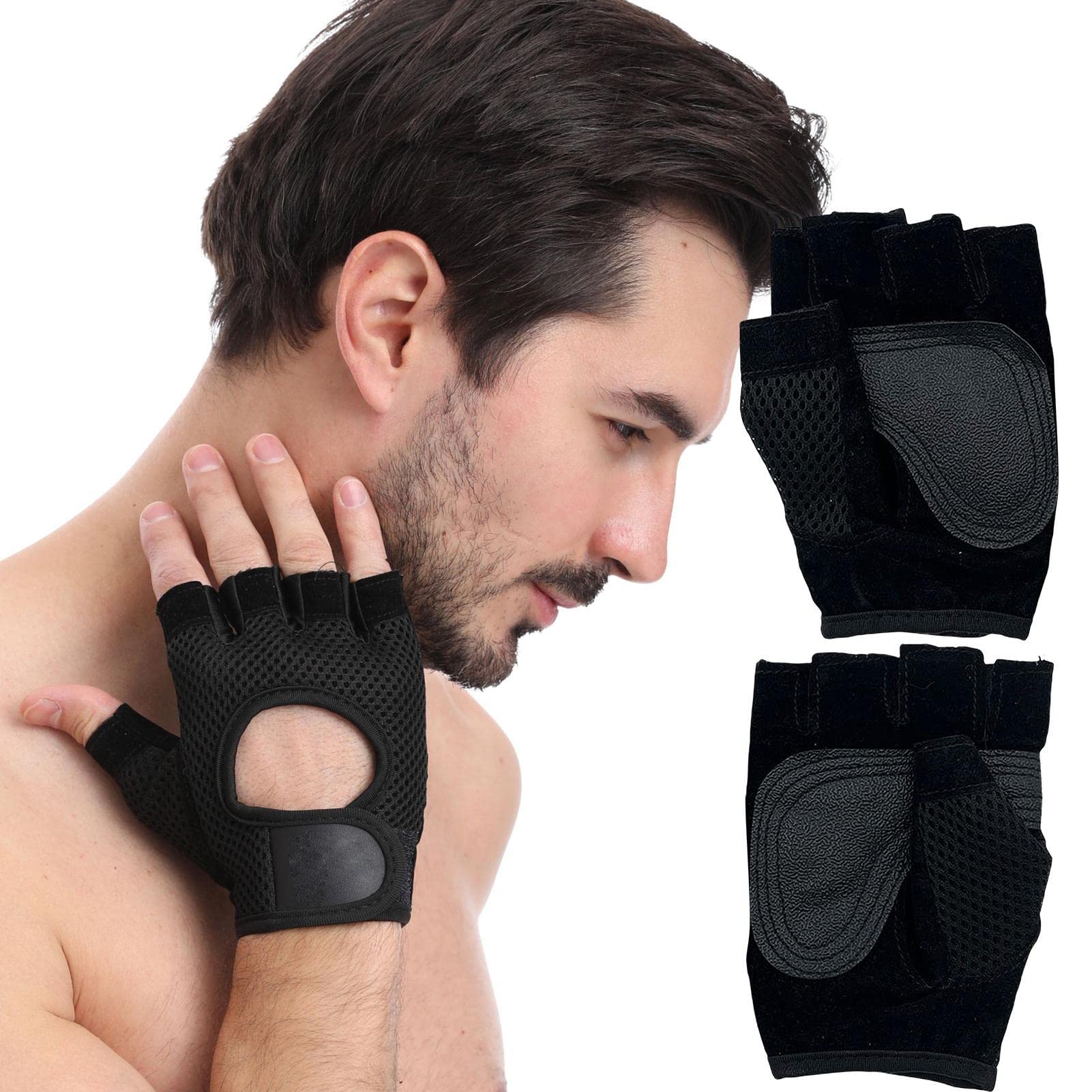 Half Finger Cycling Gloves, Non-Slip Padded Breathable Road Cycling Gloves Cycling Gloves for Running, Driving, Cycling, Working in Hot Weather