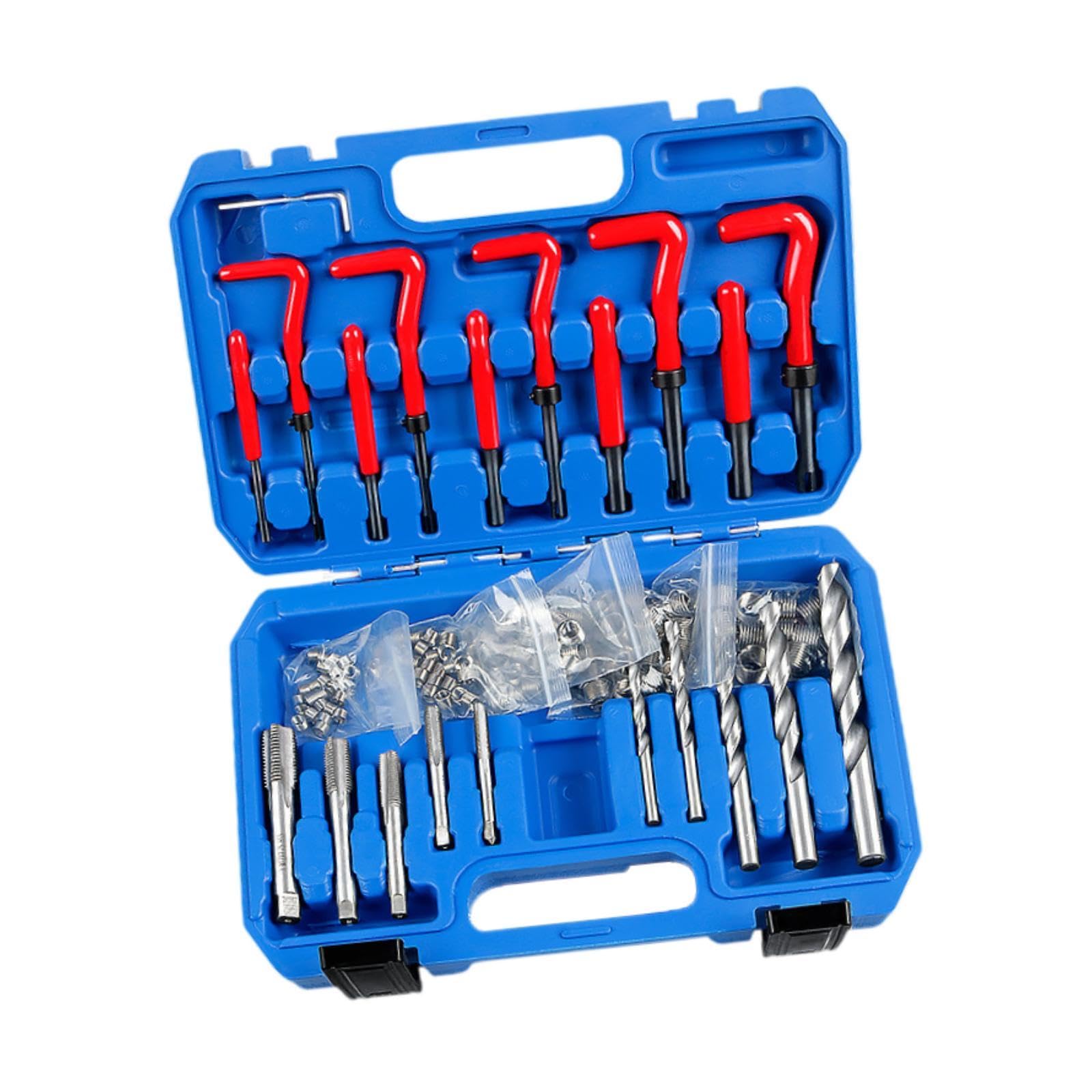 Sharplace Kit di Riparazione Filettature Da 131 Pezzi, Kit di Riparazione Elicoidale per Trapano HSS per Riparazione Auto