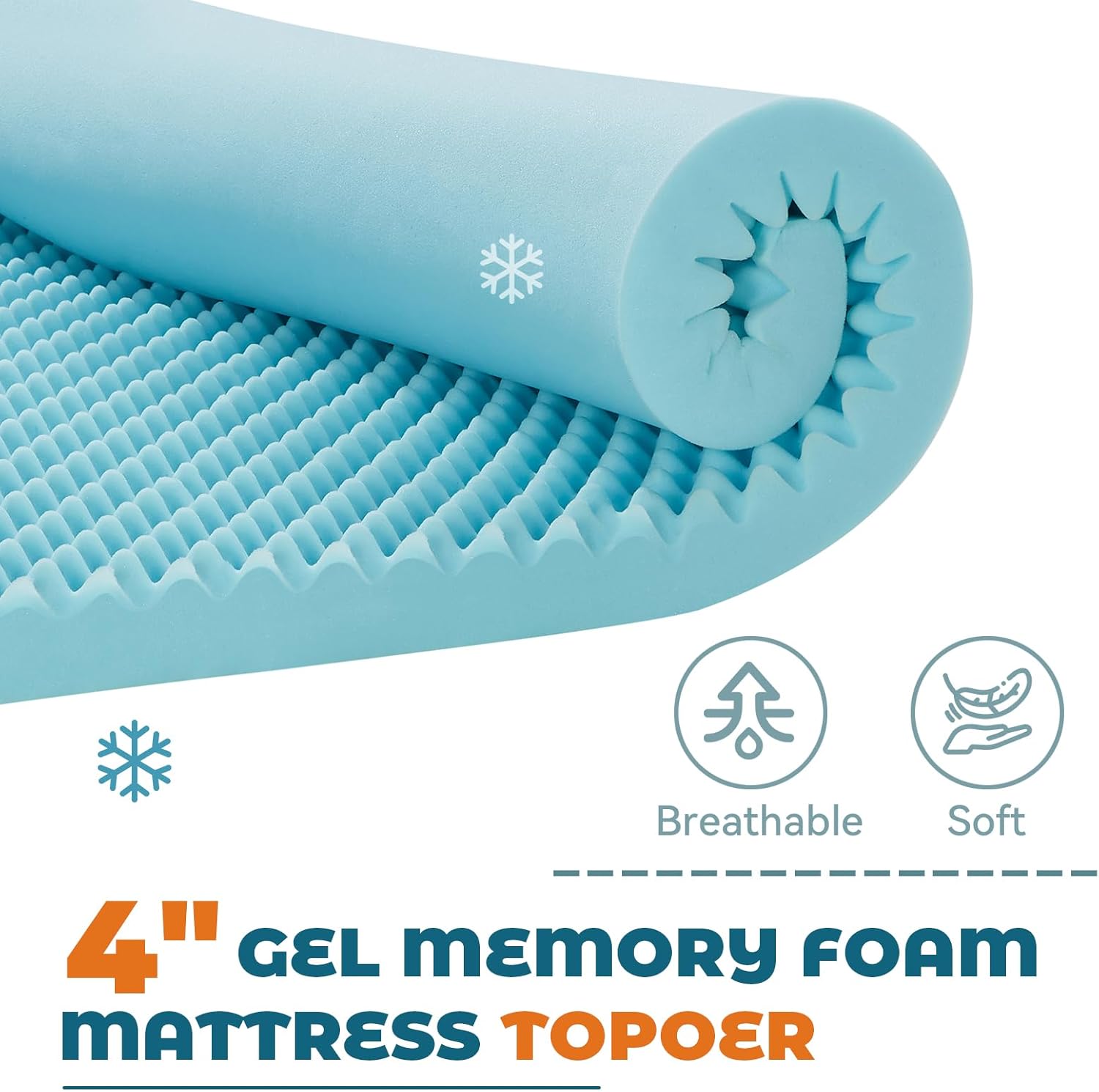 4 Inch Twin XL Mattress Topper, Egg Crate Memory Foam Mattress Topper with Cooling Gel Infusion, Pressure Relief Bed Topper for College, RV, Apartment