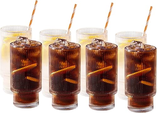 SUNNOW Vaso de vidrio apilable de 11 onzas, vasos de té helado para agua, bebidas, jugo, vino, cerveza y cóctel, paquete de 8 disponible en Yaxa Guatemala