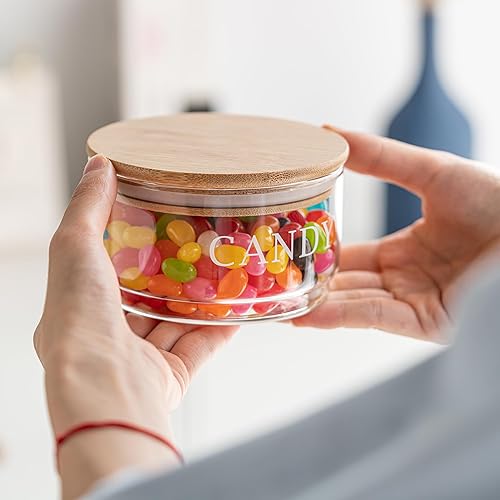 Miniatura 5 de Plato de cristal para dulces de 11 onzas con tapa cubierta, tarro decorativo para galletas, cuenco de ensalada transparente, recipiente de