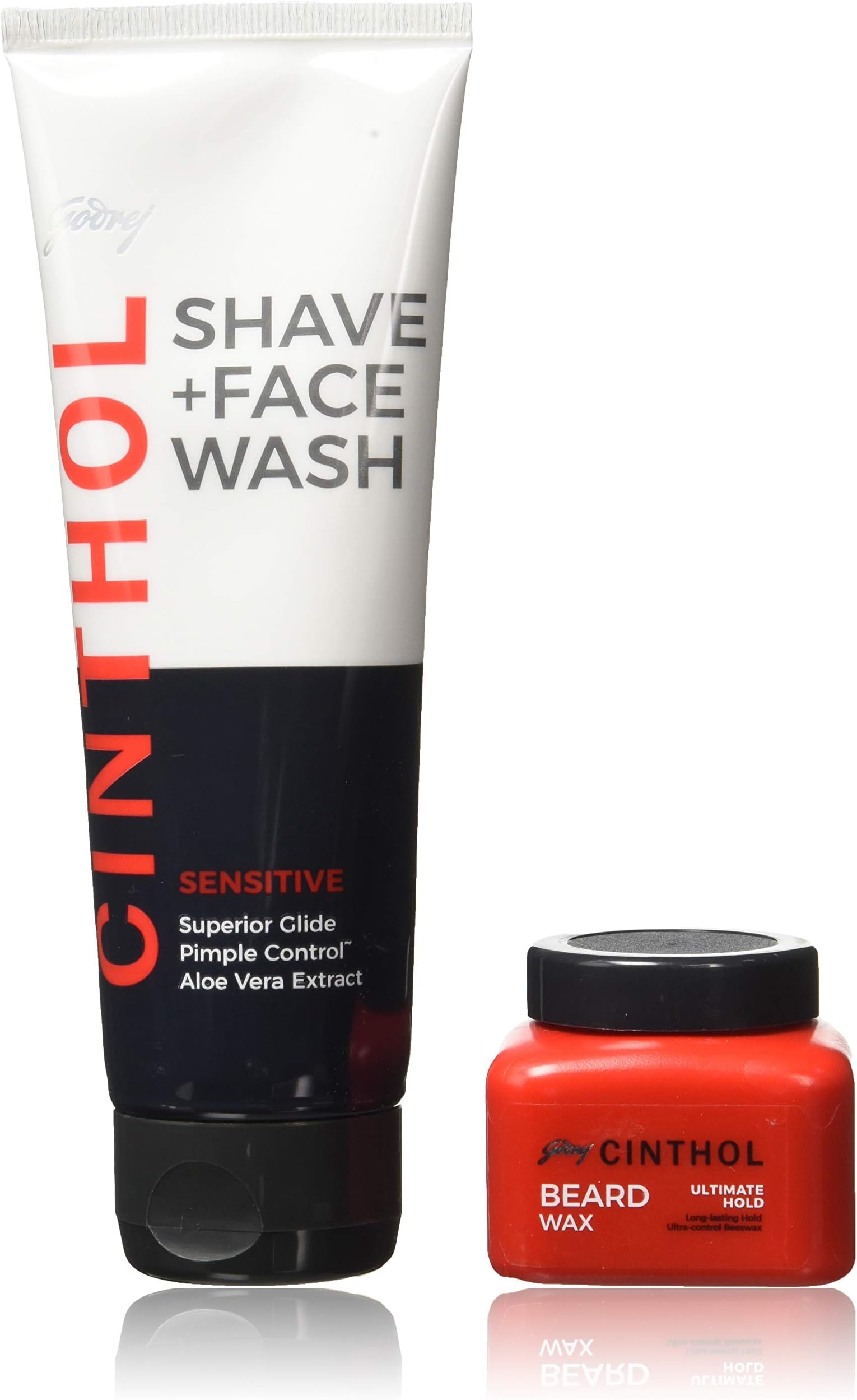 Cinthol Sensitive Shave + Face Wash, 100ml with Beard Wax, 50g