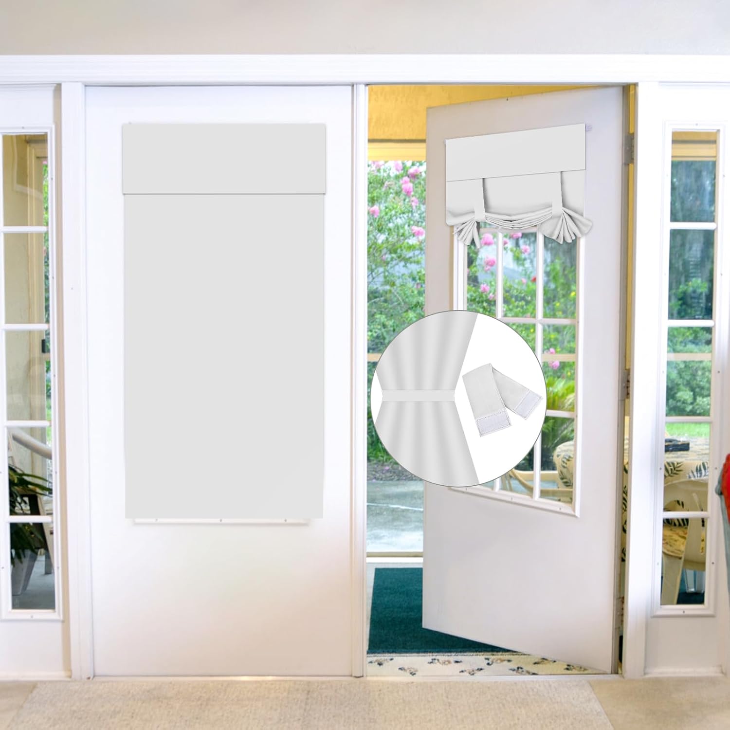 Blackout Door Curtains,French Door Blinds Stick On Curtains for Privacy