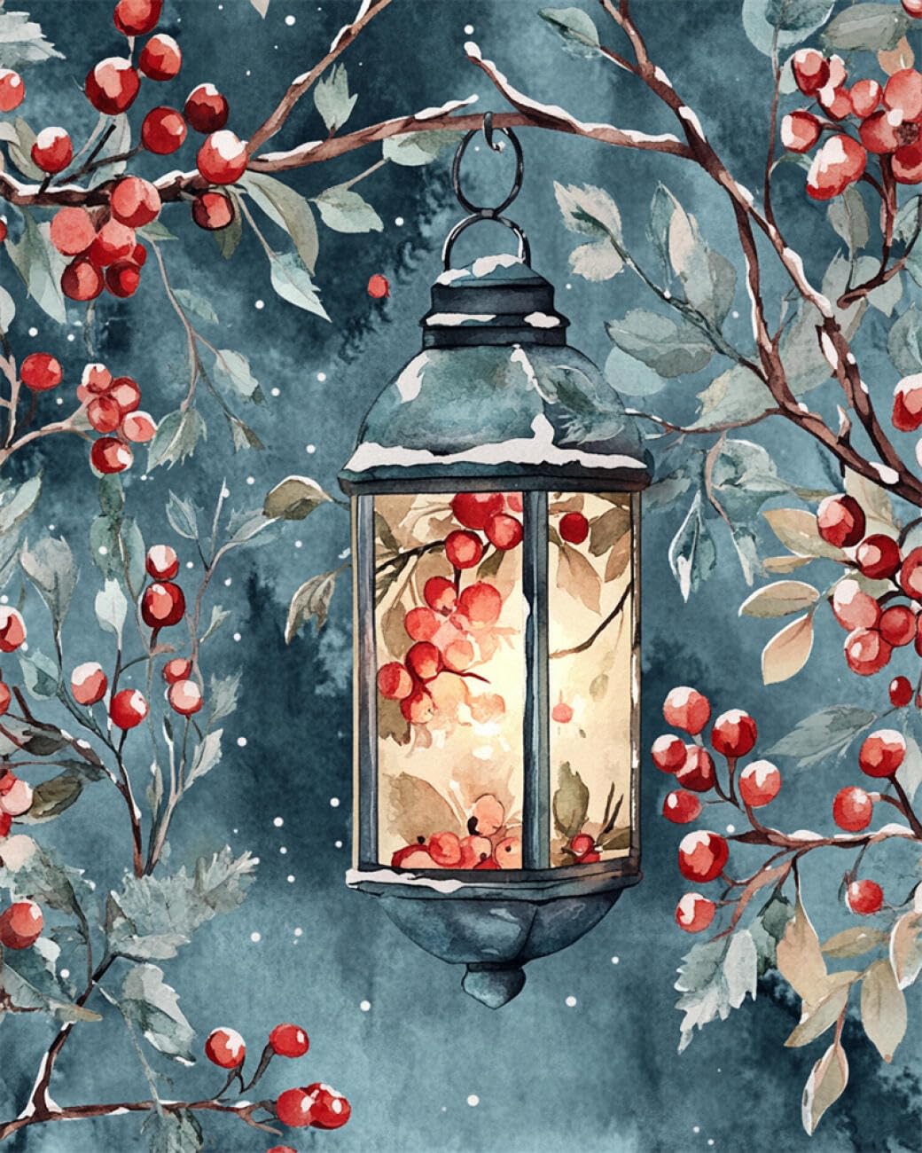 Ambattery Color Diy Beaded Cross Stitch Kits Lantern In The Snow Bead Embroidery Kit For Adults Needlepoint Tapestry Set Beaded Stitching 40X50cm