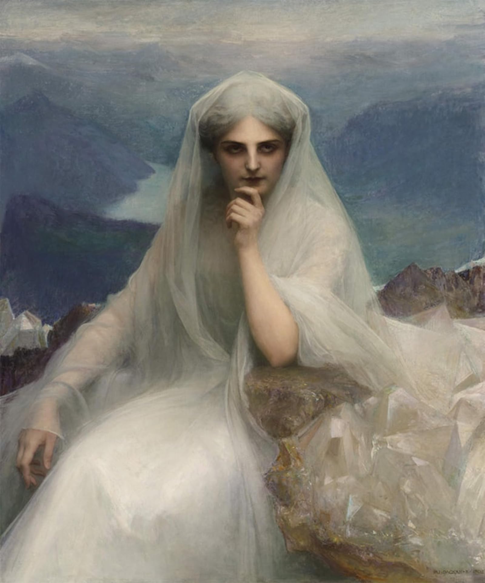 POSTERIIk Vintage Classic Picture Landscape Artwork Sur Le Cimes by Pascal-adolphe-jean Dagnan-bouveret Portrait Canvas Painting for Office Home Decor 60x90cm