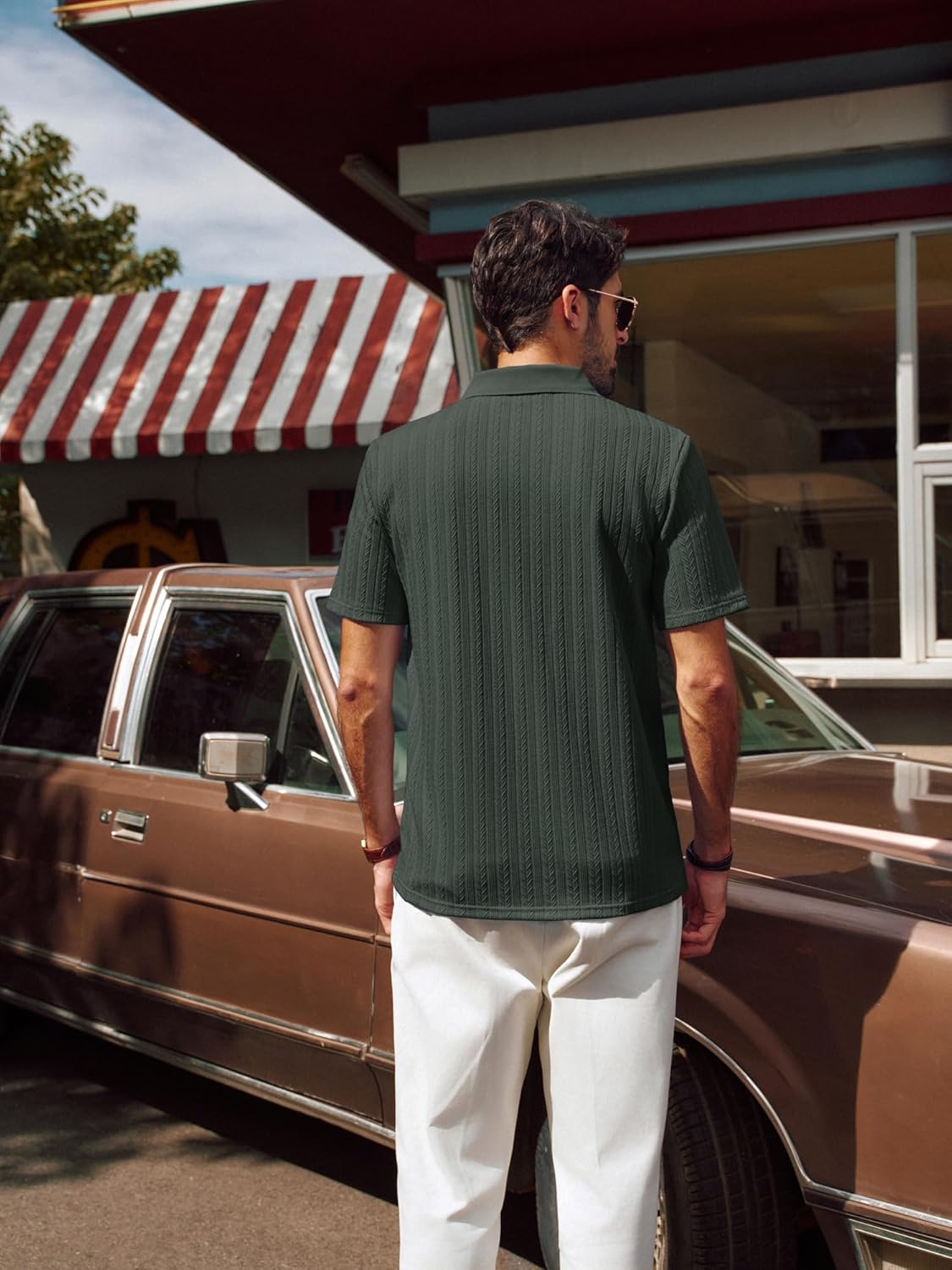 PJ PAUL JONES Mens Polo Shirts Short Sleeve Fashion Textured Polo Shirt Regular Fit Stretchy Golf Shirts - Image 4