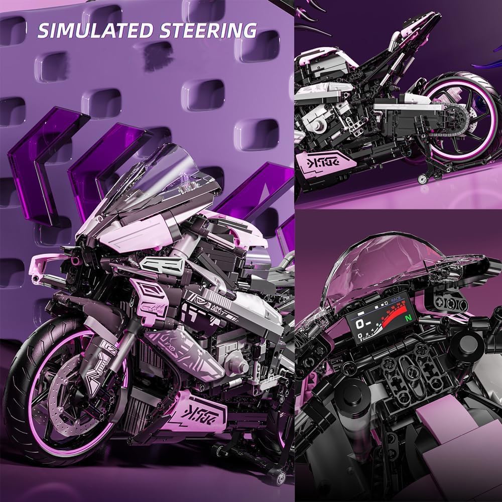 highdar Technik Motorrad Spielzeug Modellbausatz, 1920+Klemmbausteine Supermotorrad Bausteine für BMW Motorrad, Geländemotorrad Kreatives STEM Bausatz Geschenk für Erwachsene Sammler Kinder
