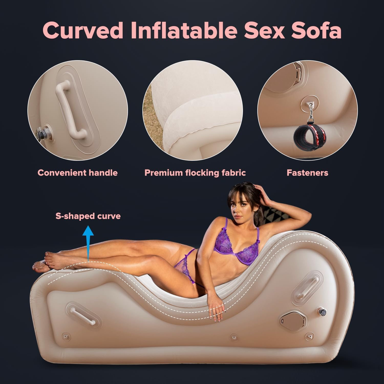 Canapé Sexuel Gonflable Automatique avec Pompe Intégrée – Meuble Érotique pour Couple, Chaise de Bondage et Coussin Gonflable Multifonction pour Aide aux Positions, Support de Position Sexuelle G-Spot