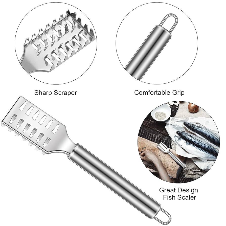 AKOAK Stainless Steel Fish Scale Scraper Remover,Fast And Easy Fish Scale Removing,Practical And