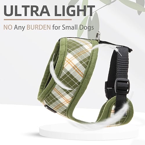 Miniatura 6 de PUPTECK Juego de arnés y correa de malla suave para perro, cachorro y gato, cómodo chaleco acolchado sin tirones, verde oliva, S