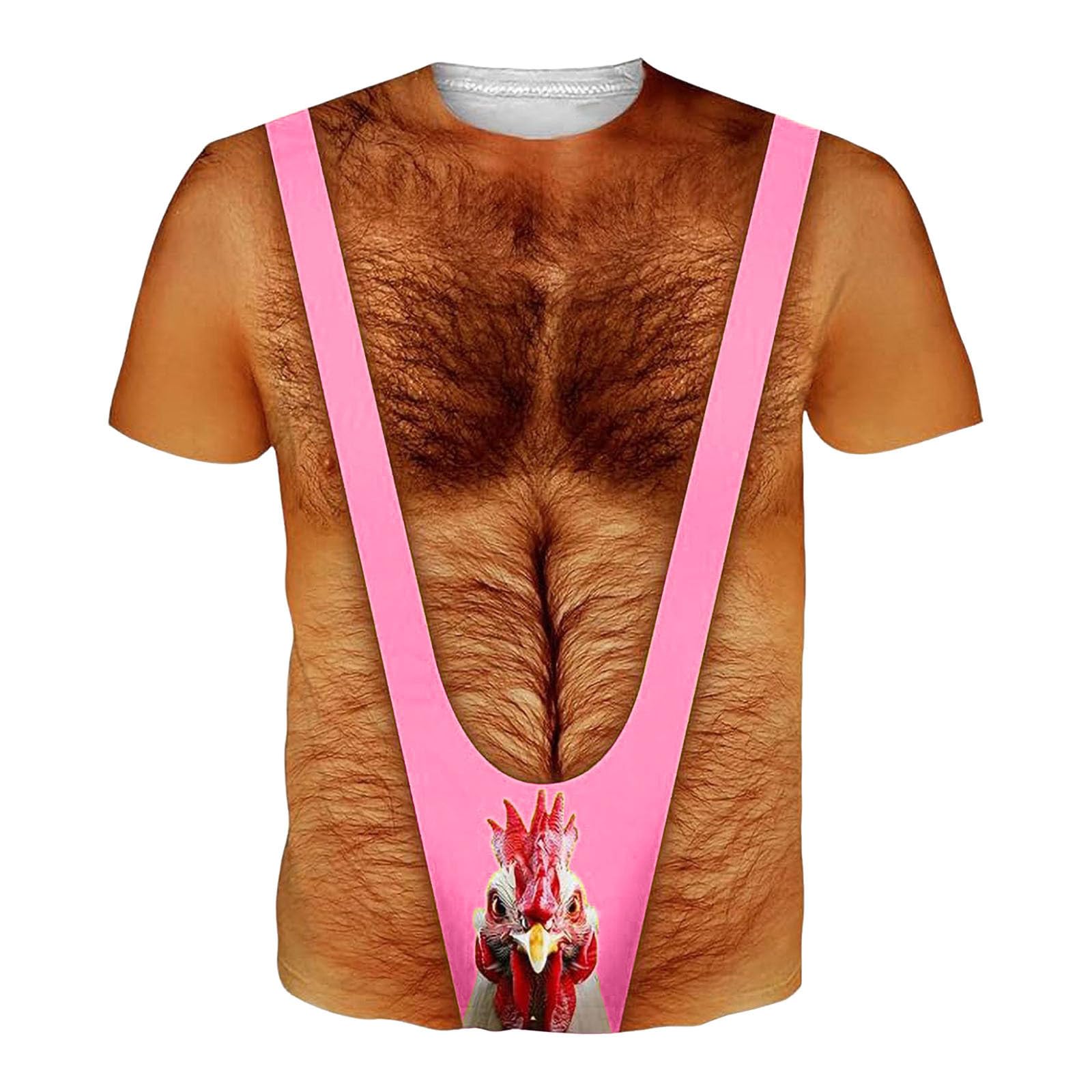 Muscle Shirts Men's Funny Shirt Outdoor Carnival Costume Unisex Beer Costume Round Neck Ugly T-Shirts with 3D Sexy Print Running Shirt Muscle Fancy Dress Costumes, O Rosa, XL