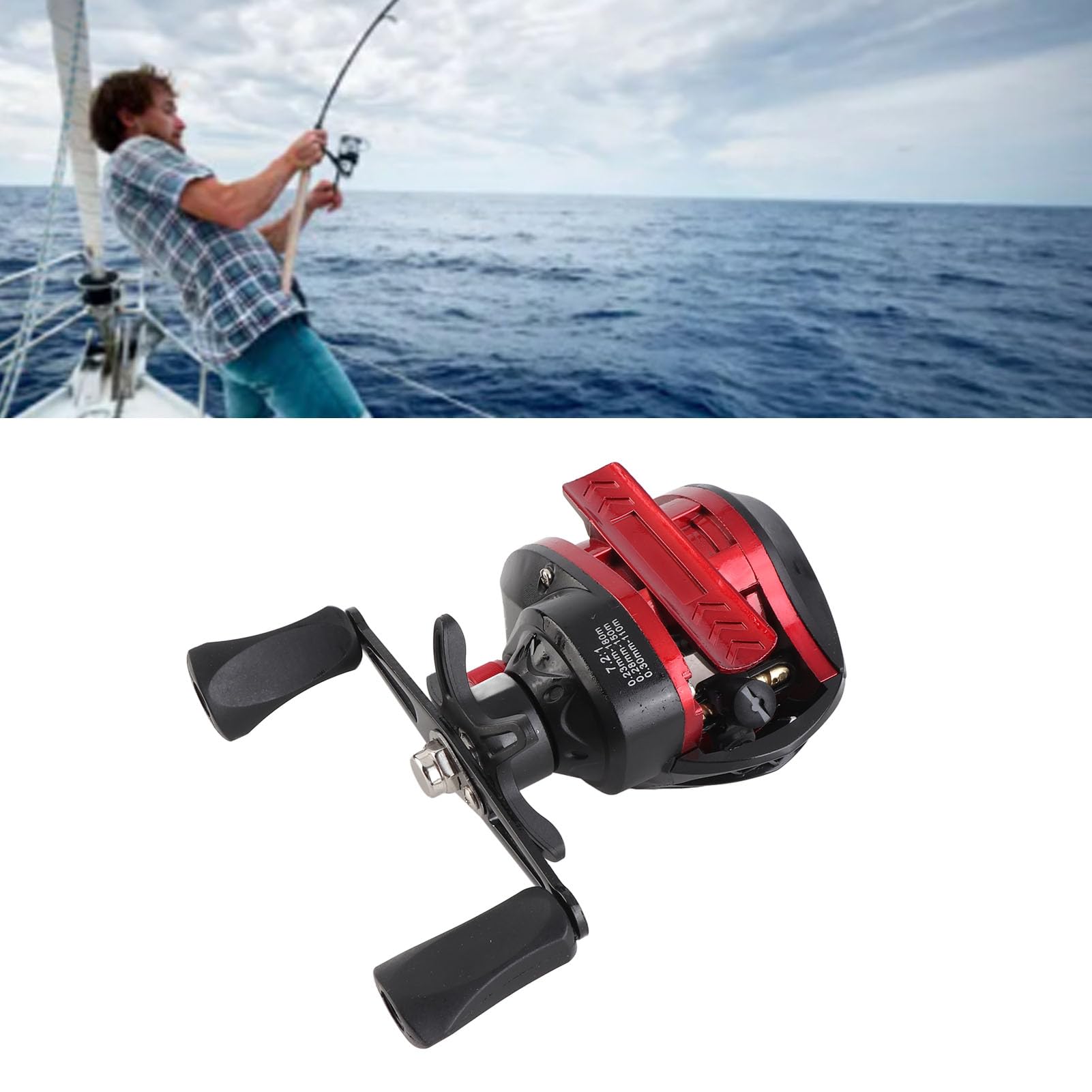 Baitcasting Reel Baitcaster Moulinet De Pêche en Métal Longue Fonte Puissant 7.2:1 Rapport De Vitesse 8kg Force De Freinage pour l'eau Salée en Eau Douce Pêche sur Glace