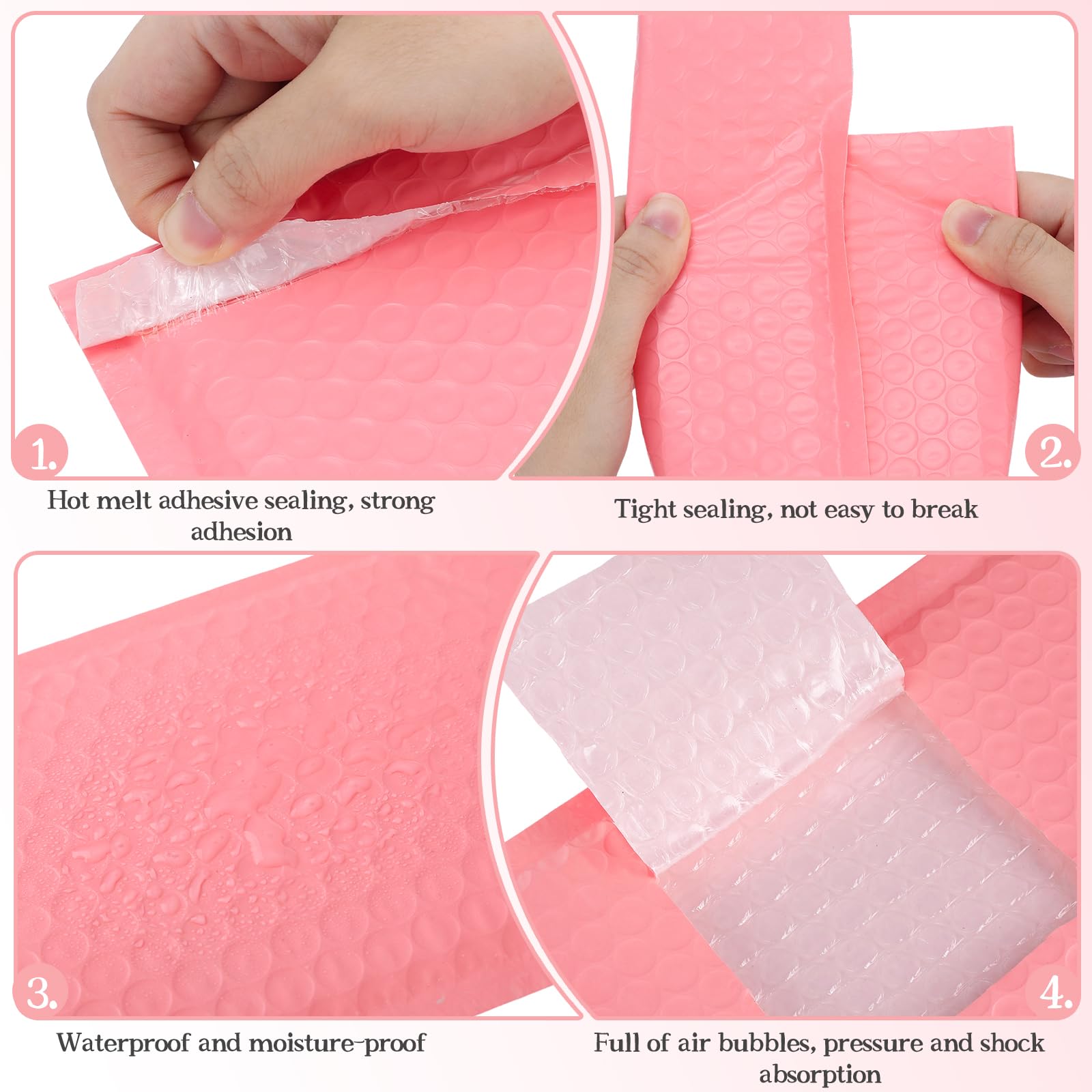 60 Pcs Self-Seal Bubble Mailers, Pink Padded Envelopes, 13 * 18cm Bubble Envelopes, Waterproof Mailer Bags for Courier, Packaging, Freight, Jewelry - Image 3