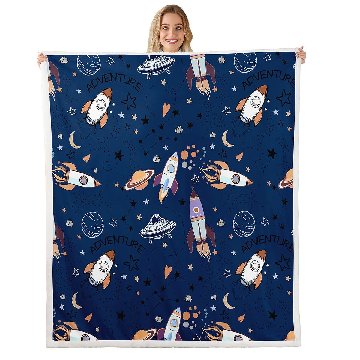 Couverture polaire douce contre le froid pour enfant passionné d'espace et terre