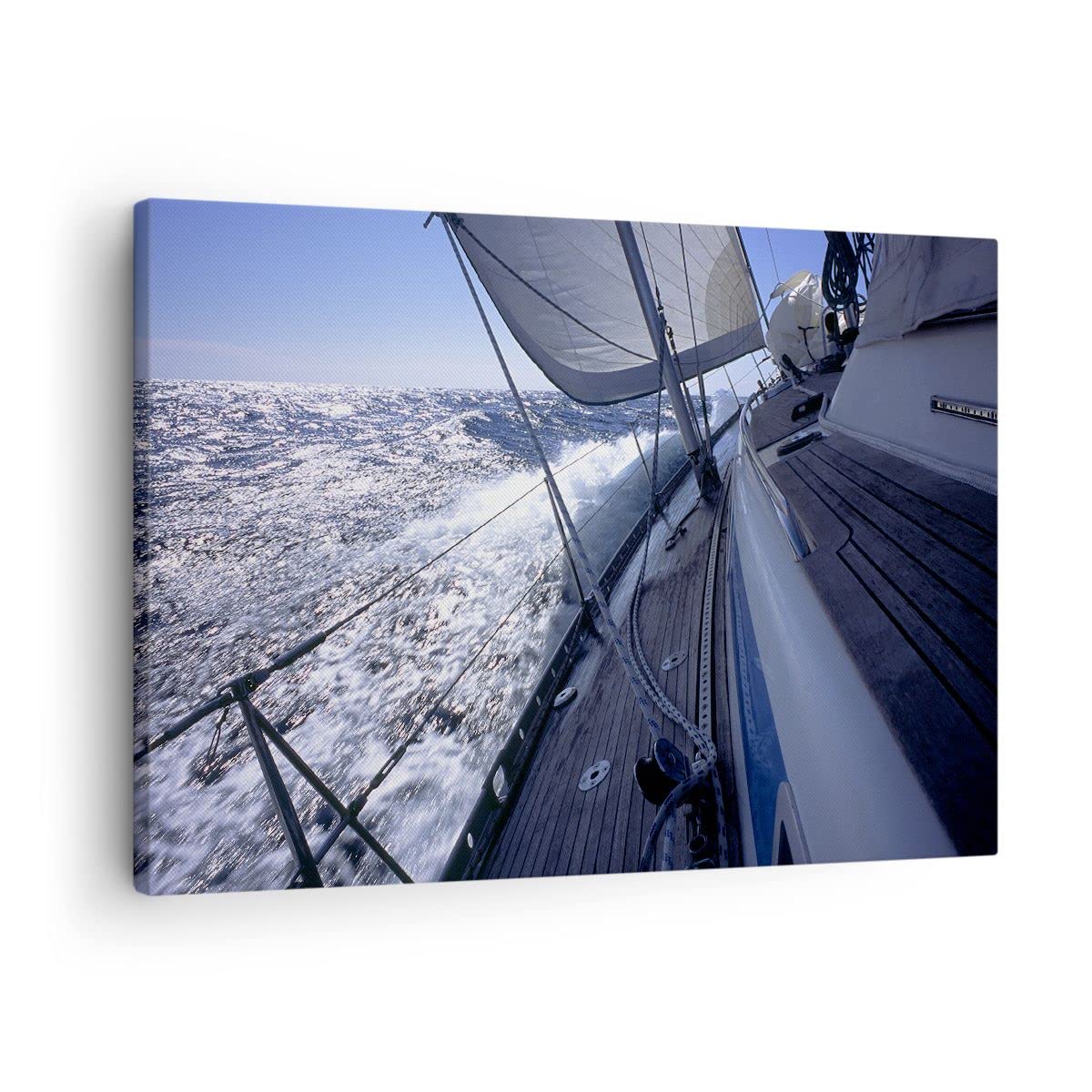 Tableau sur Toile Voilier Yachts à voiles Blanches en Pleine mer