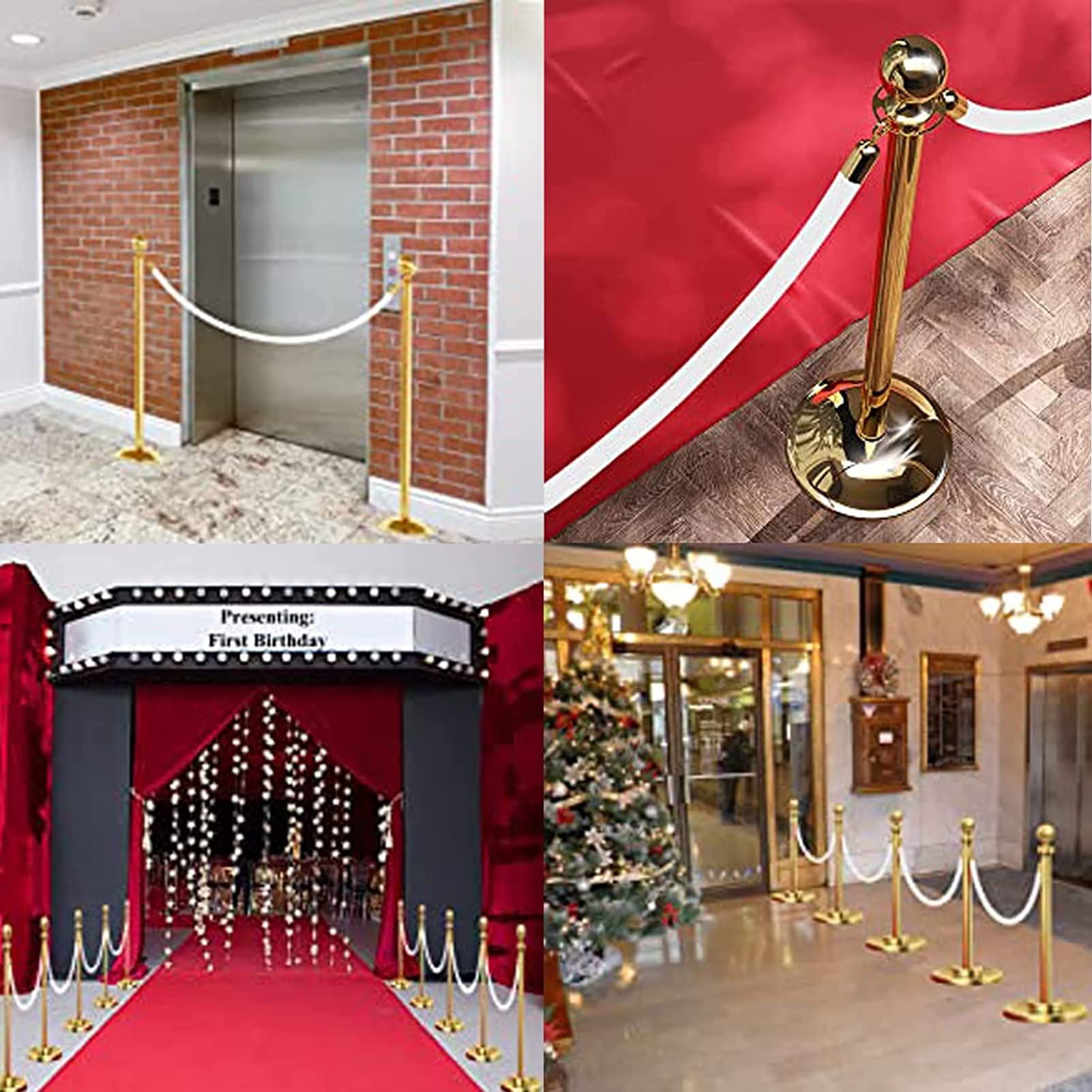 Oracra Stanchion Rope White Velvet Stanchion Rope 3ft 4ft 5ft 6ft 7ft, Party/Hotel/Movie Theaters Crowd Control Barrier Queue Line, Safety Railing Ropes for Divider(90cm(3ft))