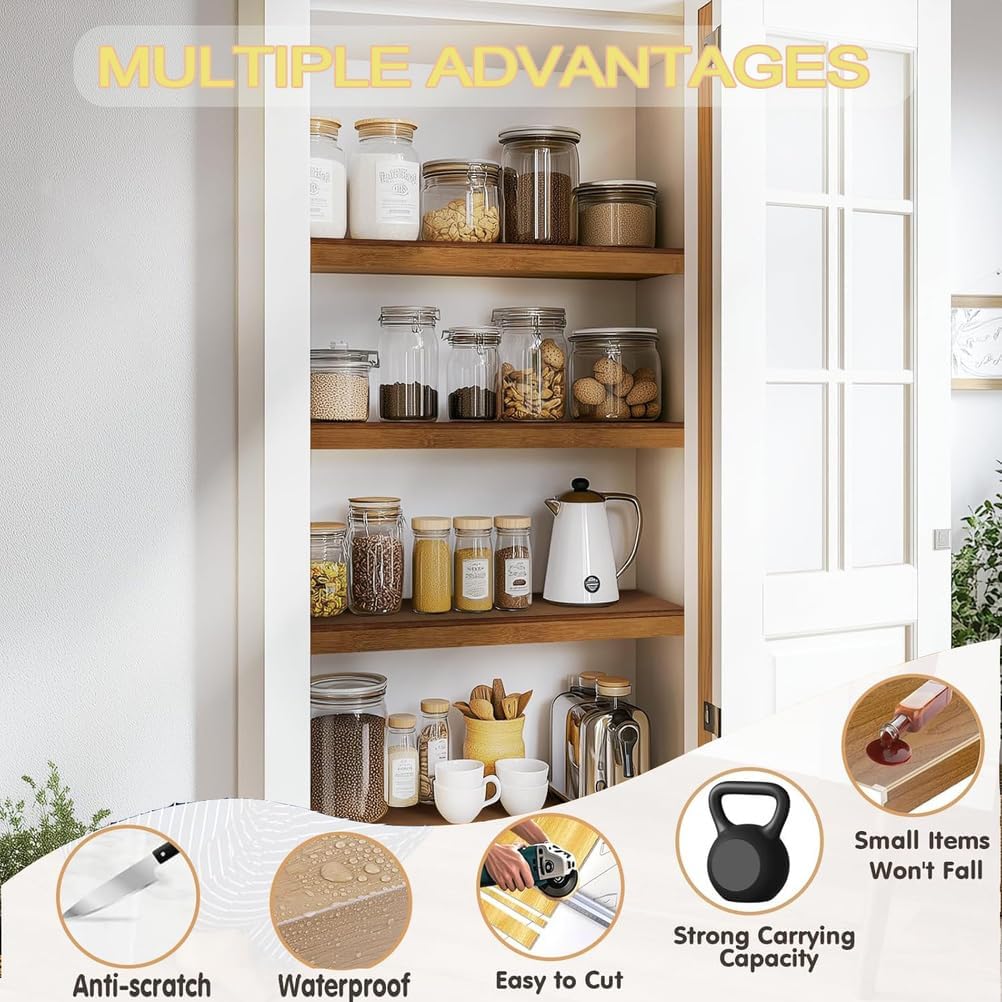 4 Pcs Custom Size Shelf Covers for Wire Shelving,Thick Faux Wooden PVC Removable Wire Rack Covers Preventing Leakage of Items for Shelves Pantry Closet Kitchen Bathroom Office