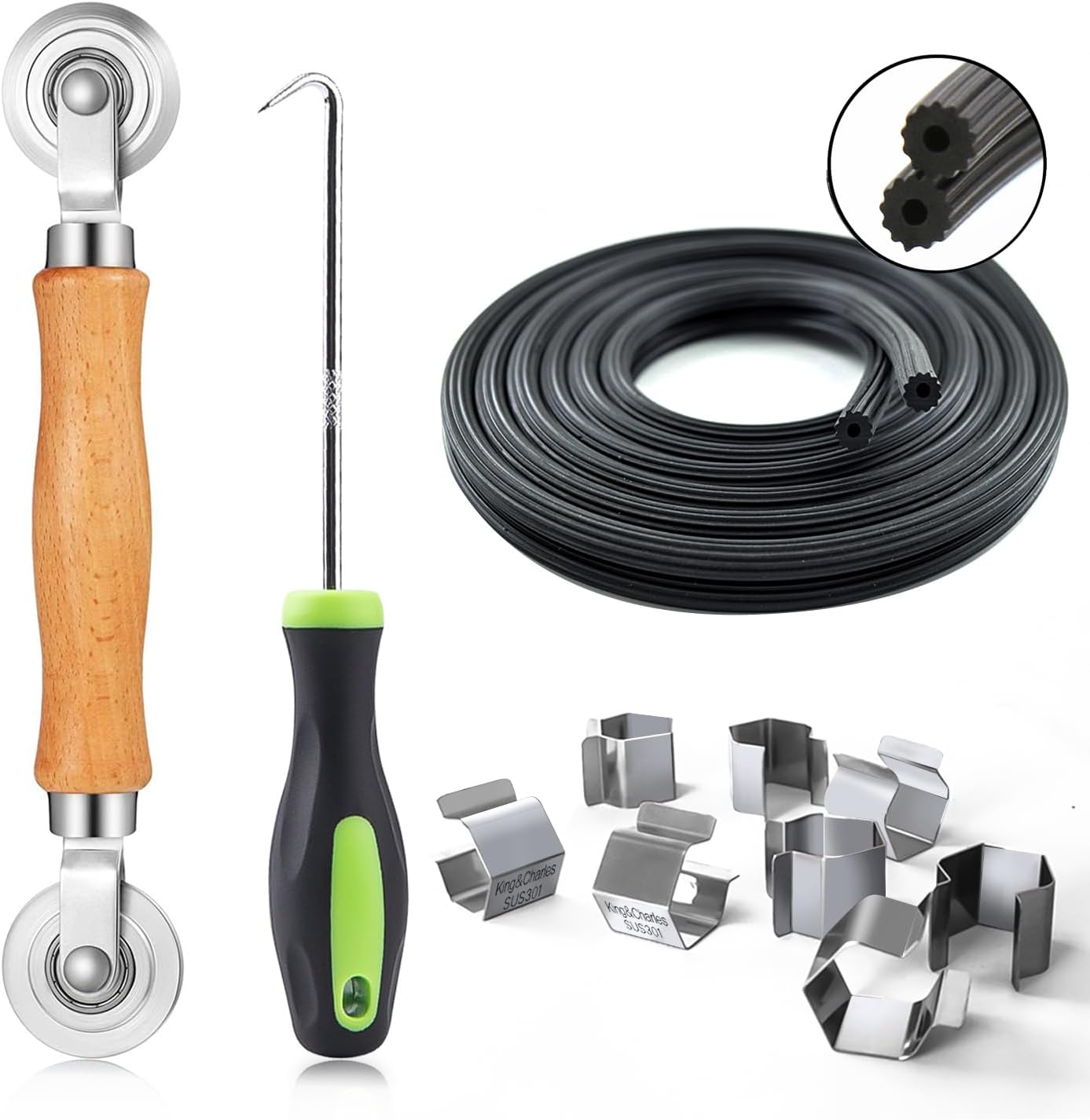 King&Charles Screen Repair Kit, 4-in-1 Screen Tool for Window Mesh Repair