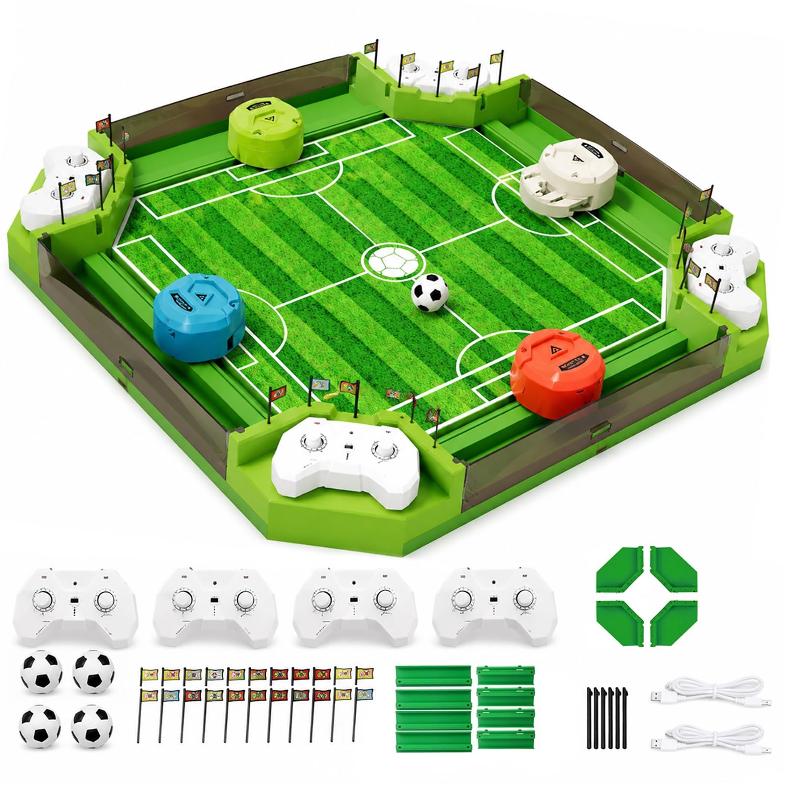 Calcio balilla per 4 giocatori, telecomando, kit interattivo per battaglie | 4 controller, accessori completi, gioco da tavolo di calcio, gioco di calcio balilla per tutta la famiglia, ragazzi e ragazze
