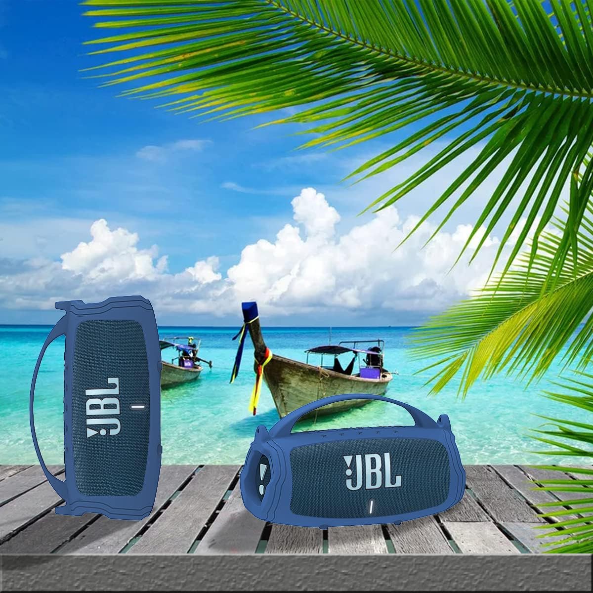 JCHPINE Silicone Cover Case for JBL Charge 5 Portable Bluetooth Speaker, Protective Skin Holder for JBL Charge 5 Speaker Accessories (Blue Case, NOT Fit Wi-Fi Version) - Image 6