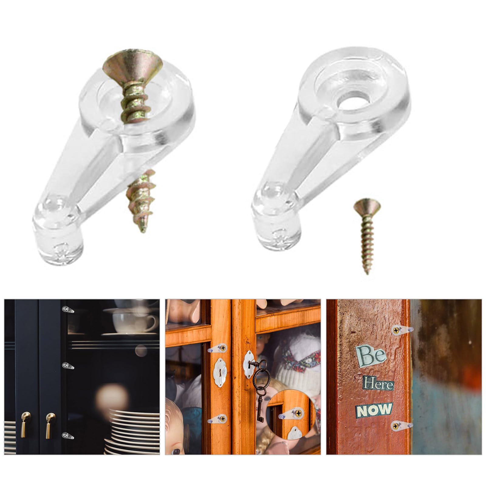 YZYDF Pack of 50 Glass Retainer Clips Kits Glass Clip Glass Cabinet Clips with Screws for Fixing Glass Cabinet Doors