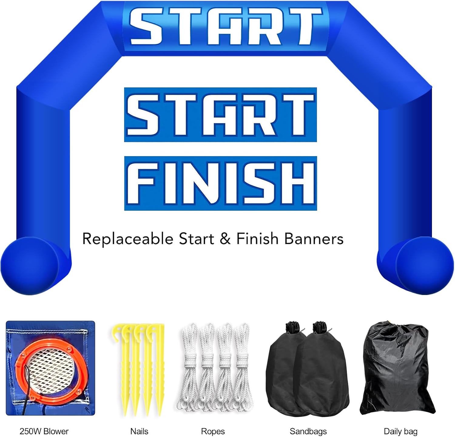 OZIS 26ft Inflatable Arch Start Finish Line Inflatable Archway with Built-in 180W Blower,Hexagon Inflatable Archway Outdoor for Race Outdoor Advertising Commerce（Blue）