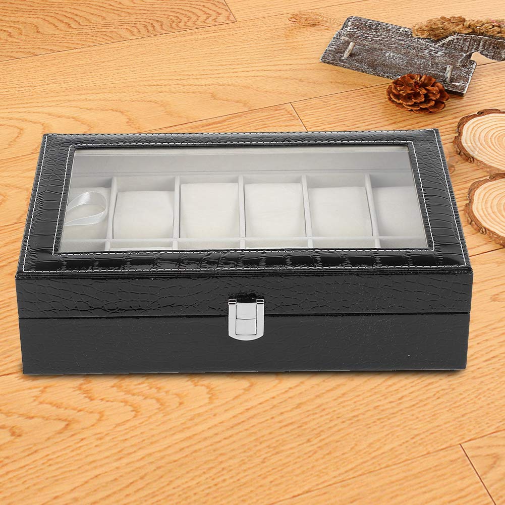 Tissting Caja de reloj 12 ranuras con caja de almacenamiento de exhibición de almohadas suaves