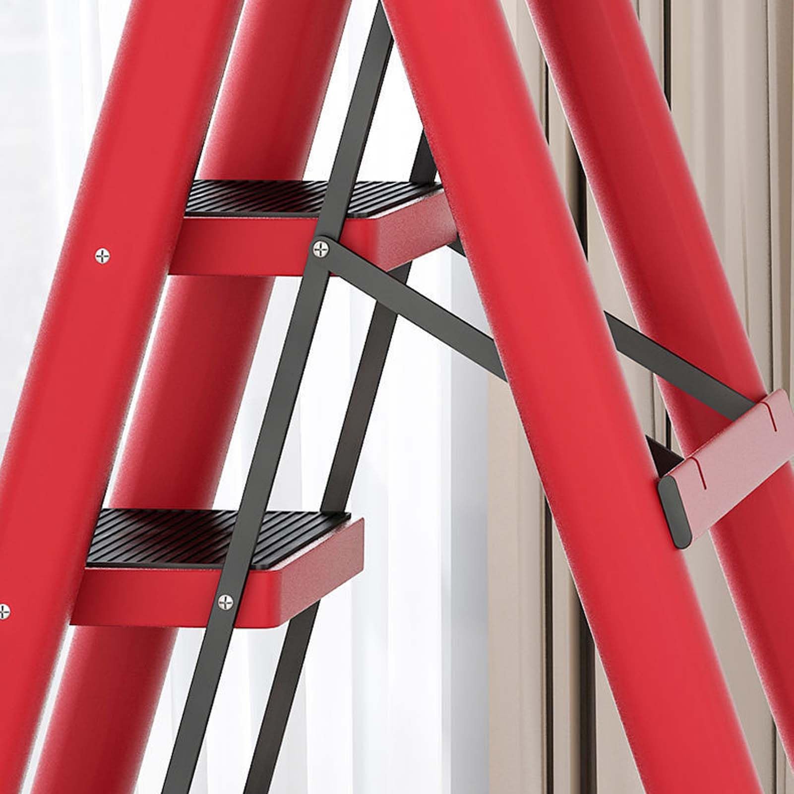 YSUEFIJO Escalera Plegable de 4/5/6 Peldaños con Barandilla, Escalera Multifuncional de Aluminio, Escalera Plegable con Superfice Antideslizante, Soporta hasta 150 kg, para Hogar, Cocina, Oficina