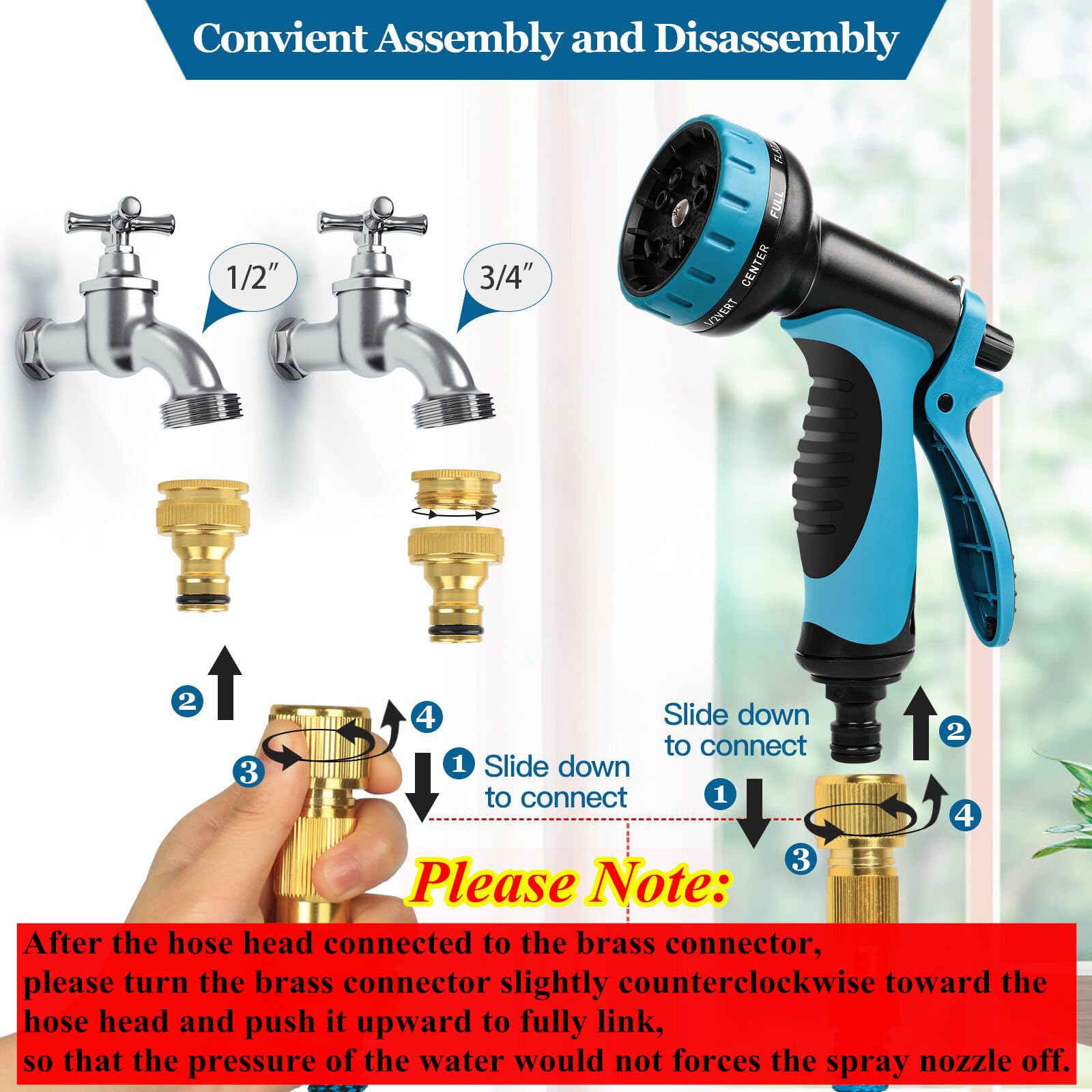 AFFIDABILE UGELLO SPRAY Tubo Da Giardino 34 Pollici Per Irrigazione - Foto 9