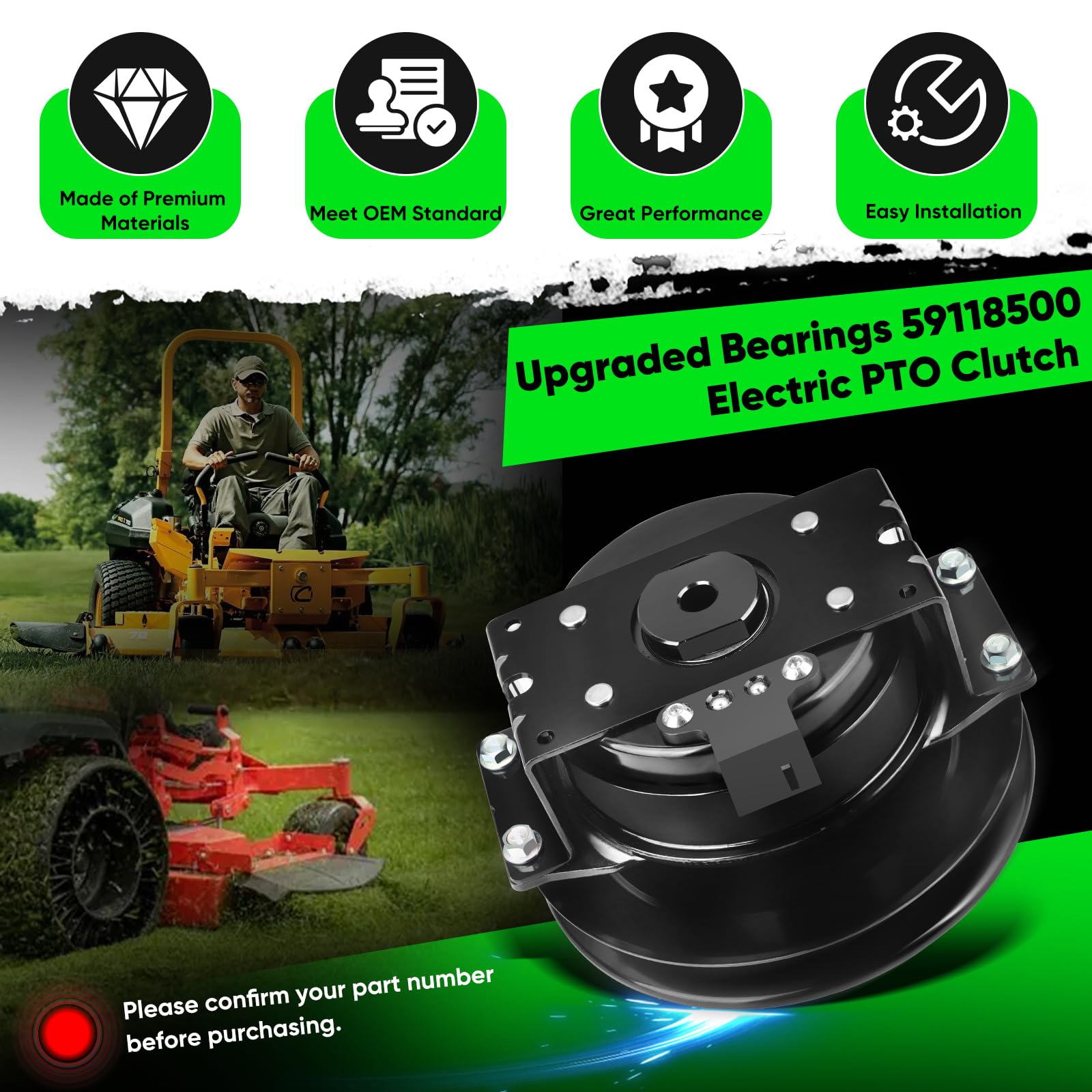 Upgrade Bearings 59118500 - Embrague eléctrico PTO compatible con Ogura, Ariens Apex, Gravely ZT HD Pro-Turn Z 44 48 52 60 sustituye a 53797600 05118900 cortacésped de giro cero