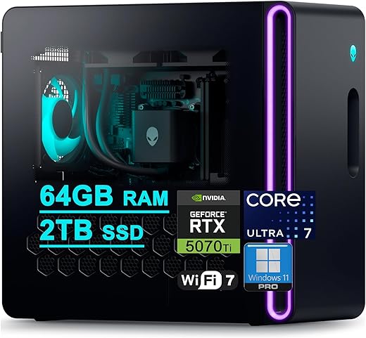 Dell Alienware Aurora ACT1250 Gaming Desktop - Intel 20-Core, 32GB RAM, 1TB SSD, RTX 5070 Ti