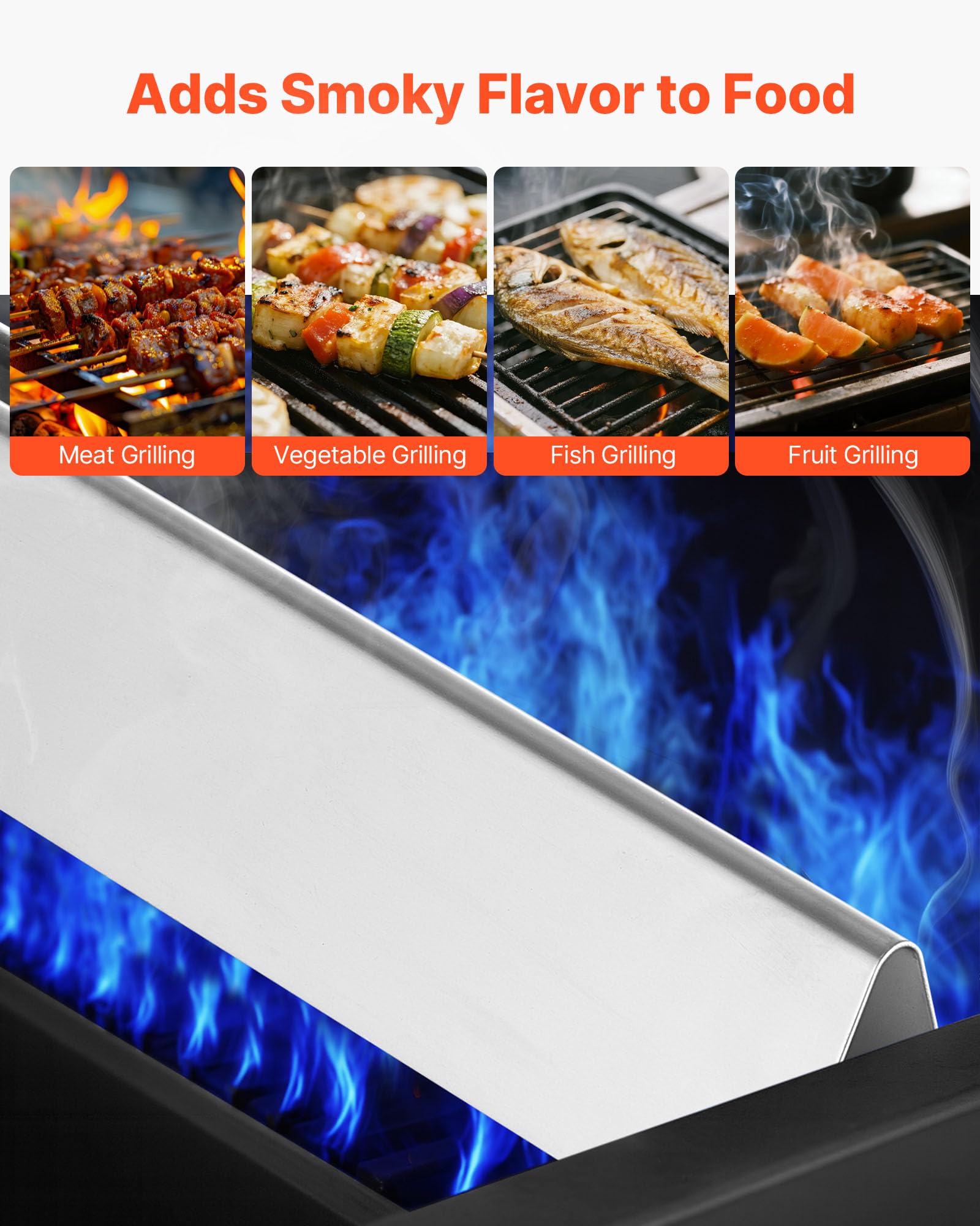 VEVOR 5 Flavorizer Bars + 2 Heizplatten, Aromaschienen Flammenverteiler für Grills (Weber Genesis 300-Serie), einschließlich E310 E320 E330 S310 S320 S330, dickere Heizplatte aus Edelstahl