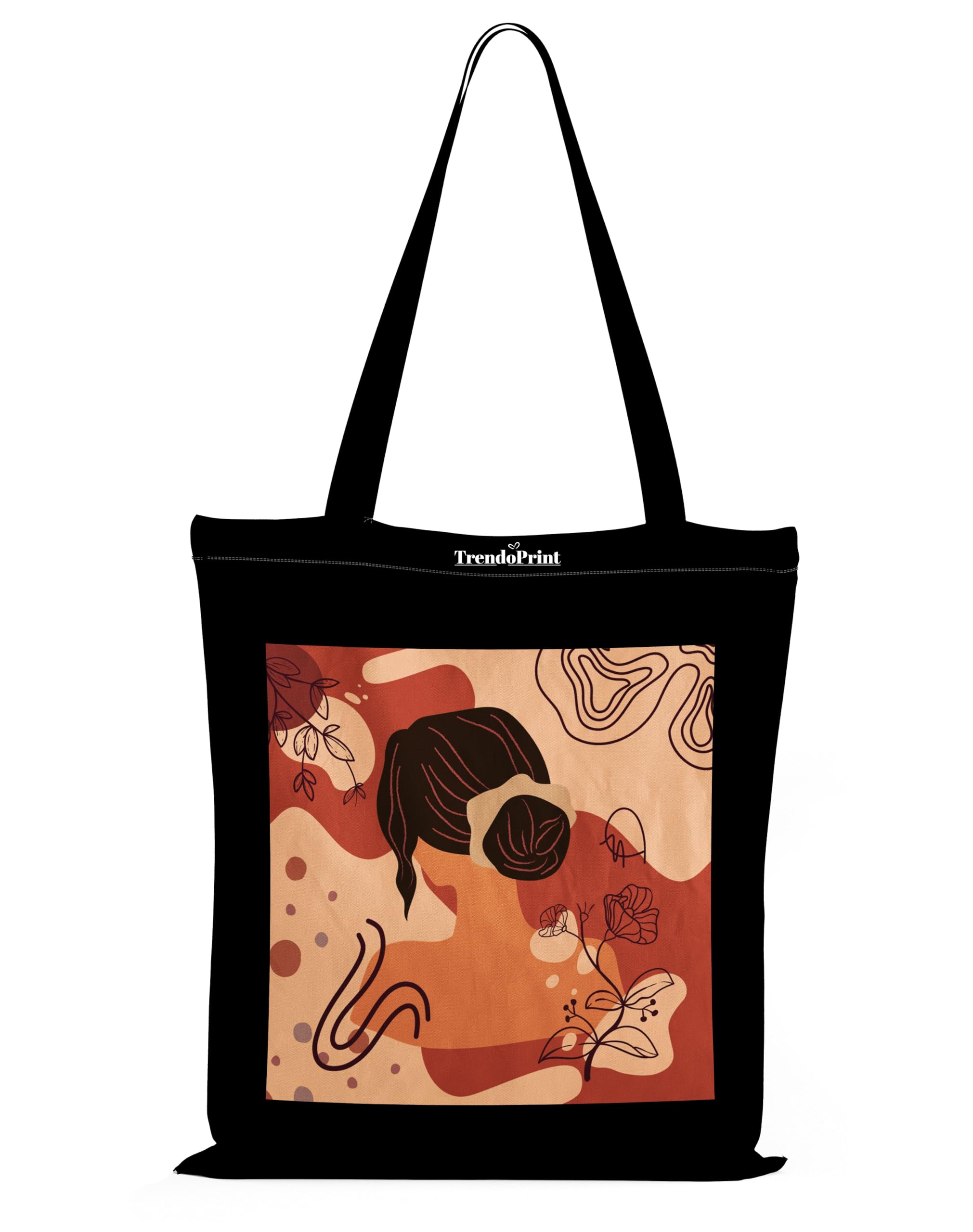 trendoprint Canvas Tote Bags for Women with Zip, College Bag for Girls, 100% Organic Cotton Tote Bag for Shopping, Travel & Beach-picture-37