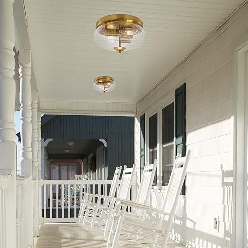 Miniatura 8 de Darkaway Lámpara de techo de granja de montaje empotrado, lámpara de techo para interiores y exteriores con pantalla de vidrio sembrado para