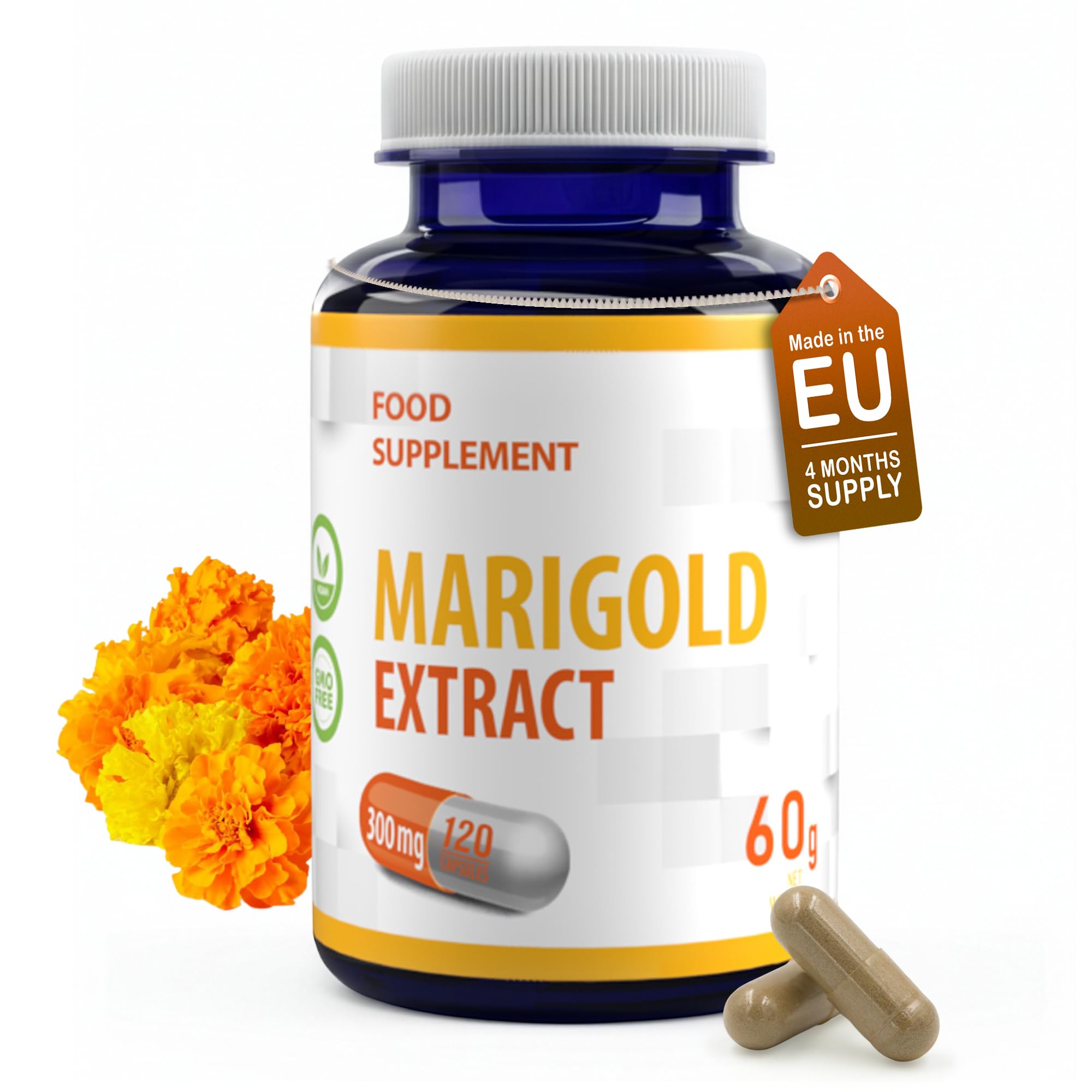 Hepatica Lutéine | 30 mg, Zéaxanthine 6 mg & Méso-zéaxanthine 9 mg | extrait de souci 300 mg | 120 Gélules Véganes | Tagetes erecta | GMP & Testé en Laboratoire Indépendant