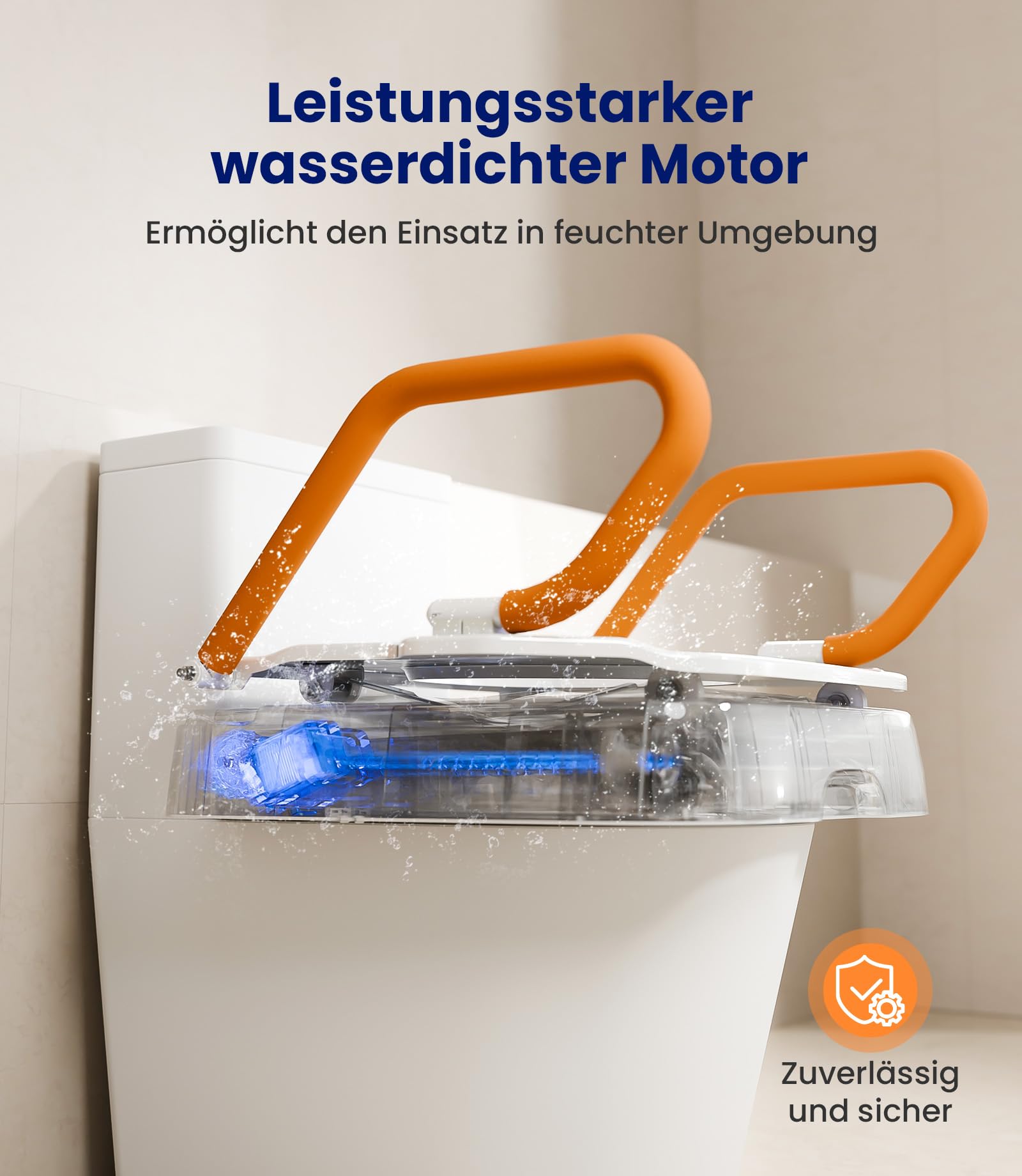 VOCIC Toilettensitzerhöhung elektrisch AX12, WC Sitzerhöhung, Toilettenerhöhung, Aufstehhilfe Toilette, bis 150 kg, mit Armlehnen, ergonomische Hebebewegung, für Senioren & Erwachsene