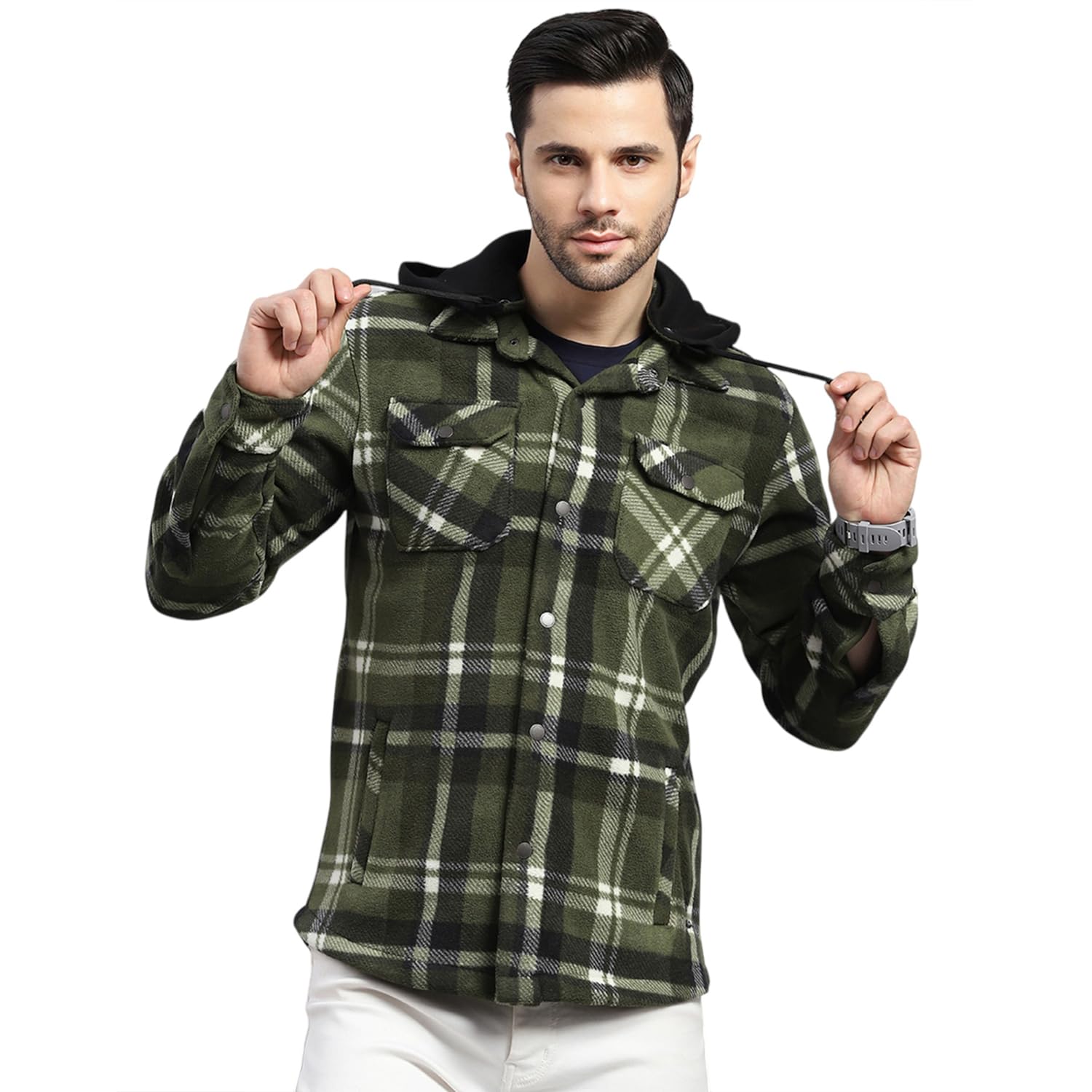 monte carlo Men's Regular Fit Self Designed Hooded Zipper Full Sleeve Winter Shacket |Stylish Winter Wear | Winter Jacket For Men (Pack Of 1)-picture-37
