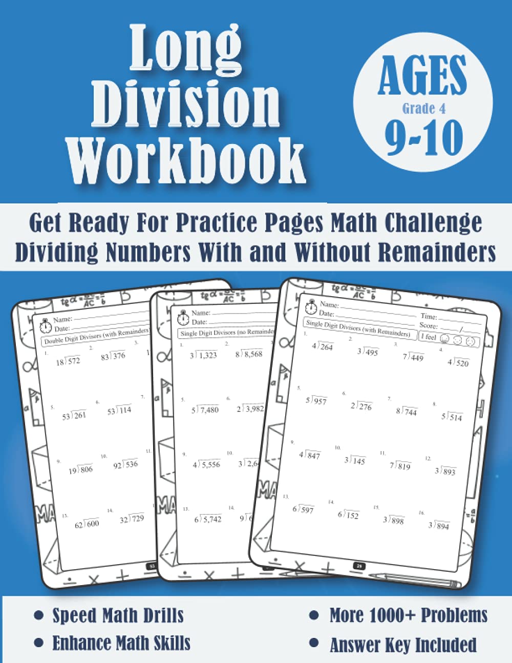 Long Division Workbook Grade 4: Daily Timed Math Drills Practice Workbook (With Answer Key) - 4th grade Division Facts For Kids - Ages 9-10 - Year 5