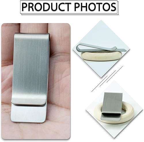Miniatura 4 de 18 clips de acero inoxidable para dinero, clip de metal plateado para tarjetas de crédito en efectivo, clip para billetera, para mujeres y hombres