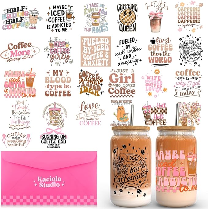 Kaciola Studio 26 Sheets Coffee UV DTF Cup Wrap -Ice