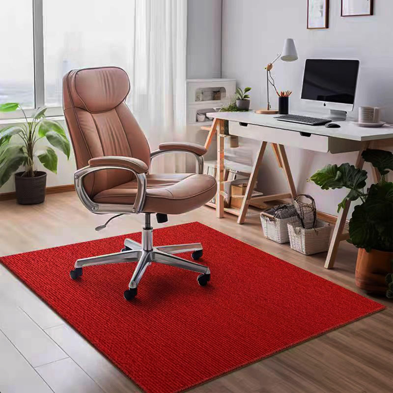 Extra Large Office Chair Mat Non-Slip Desk Mat For Carpet And Hardwood Floors, Durable Floor Protector 6mm Thick For Gamer And Office Chairs, Multi-Use Rug(Size:150×200cm/59×79in,Color:Wine Red)