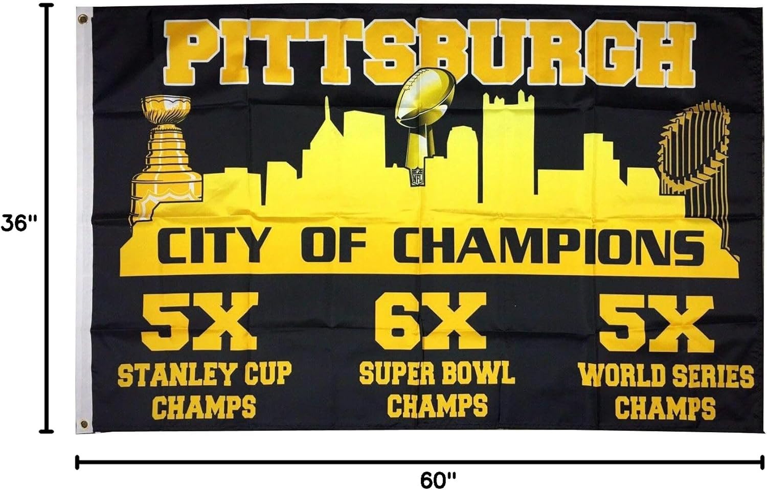 Pittsburgh City of Champions Flag Banner 3X5 Feet Man Cave - Image 2